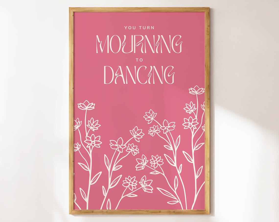 You Turn Mourning To Dancing Pink Floral Minimalist Bible Wall Art