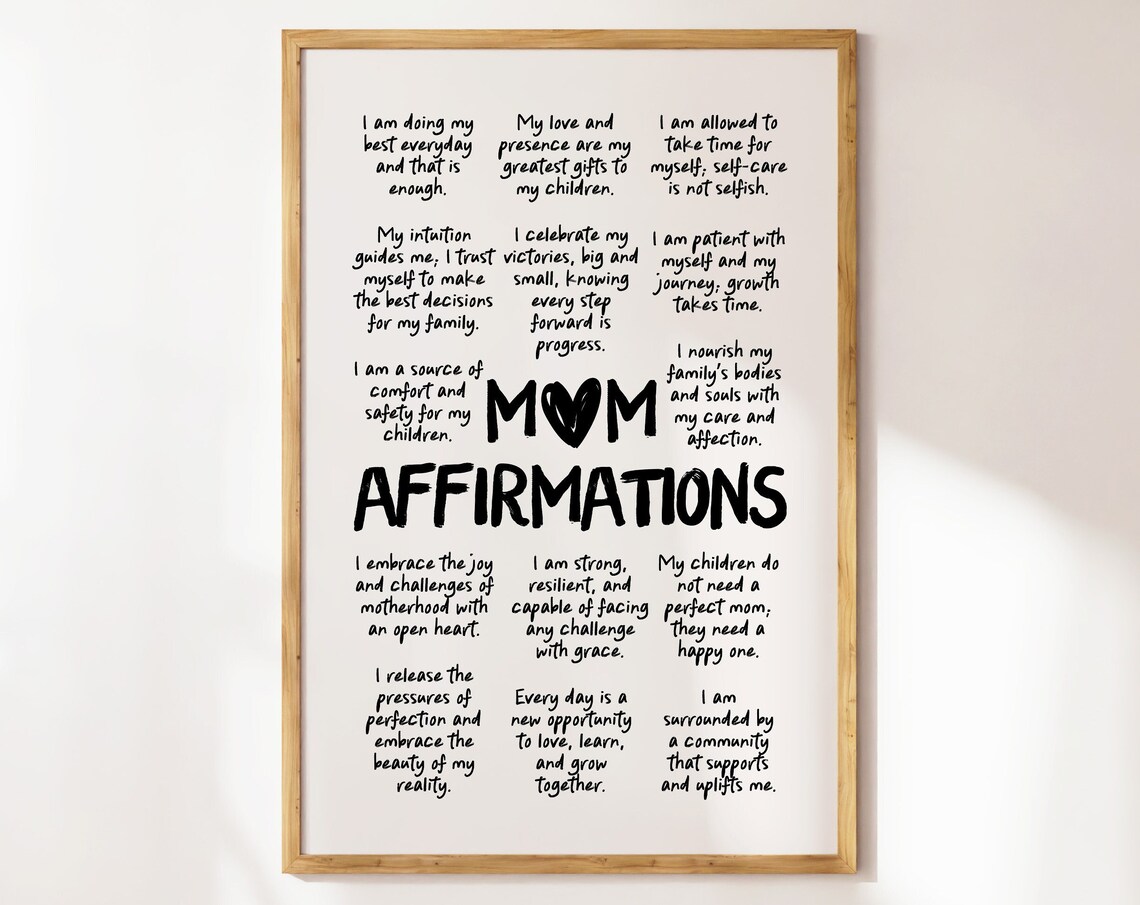Mom Daily Affirmations Affirmation Poster, Gift for Moms
