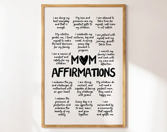 Mom Daily Affirmations Affirmation Poster, Gift for Moms
