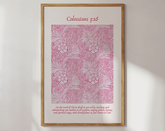 Vintage Colossians 3:16 Christian Poster, Room Decor
