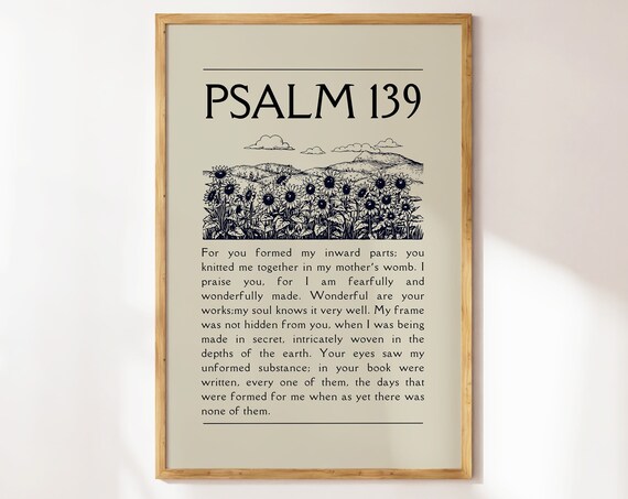 Psalm 139 Fearfully Wonderfully Made Sunflower Sketch Poster