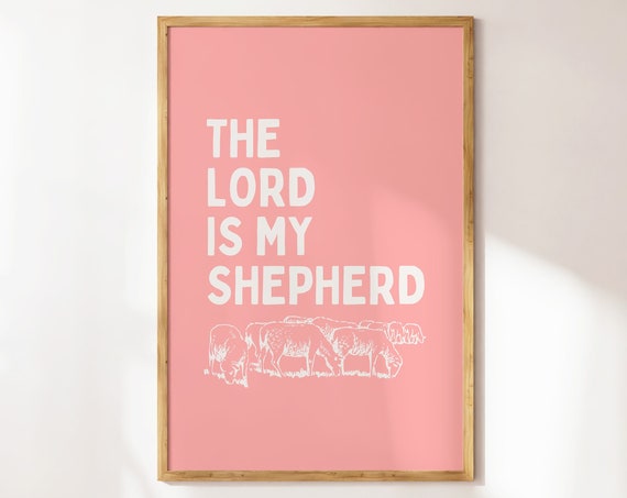 Psalm 23 Pink Vintage Print Christian Poster Wall Art Bible Verse Wall Art Dorm Room Decor Christian Art