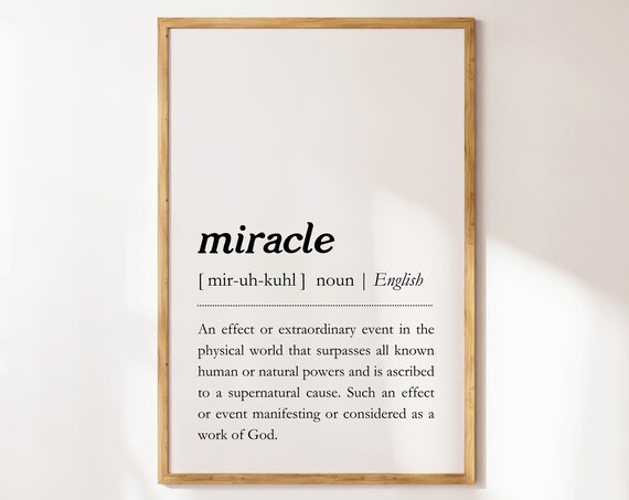 Miracle Dictionary Definition Noun Meaning Black Minimalist Typography Poster