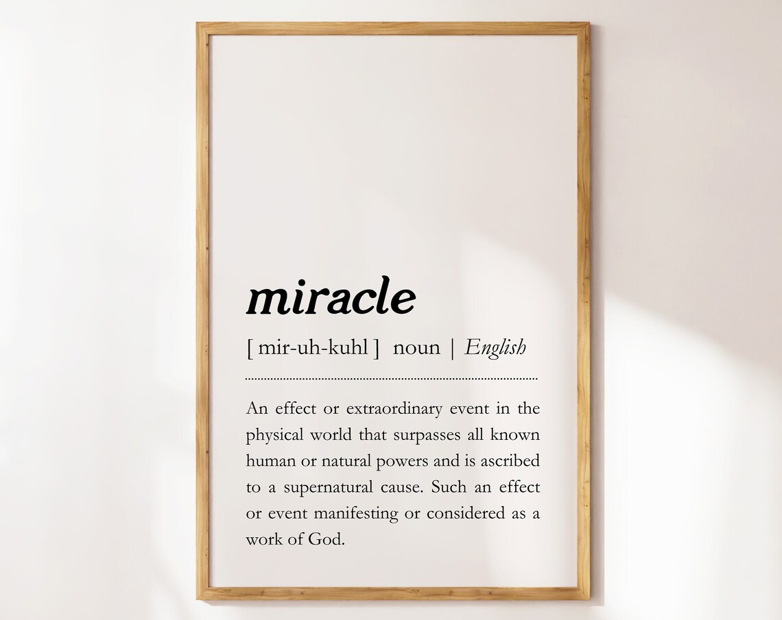 Miracle Dictionary Definition Noun Meaning Black Minimalist Typography Poster