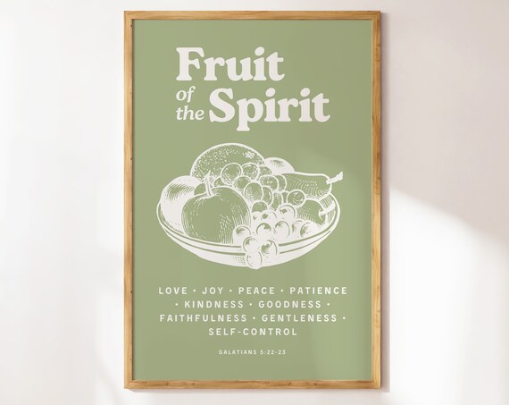 Fruit of the Spirit Galatians 5:22-23 Green Fruit Bowl Poster