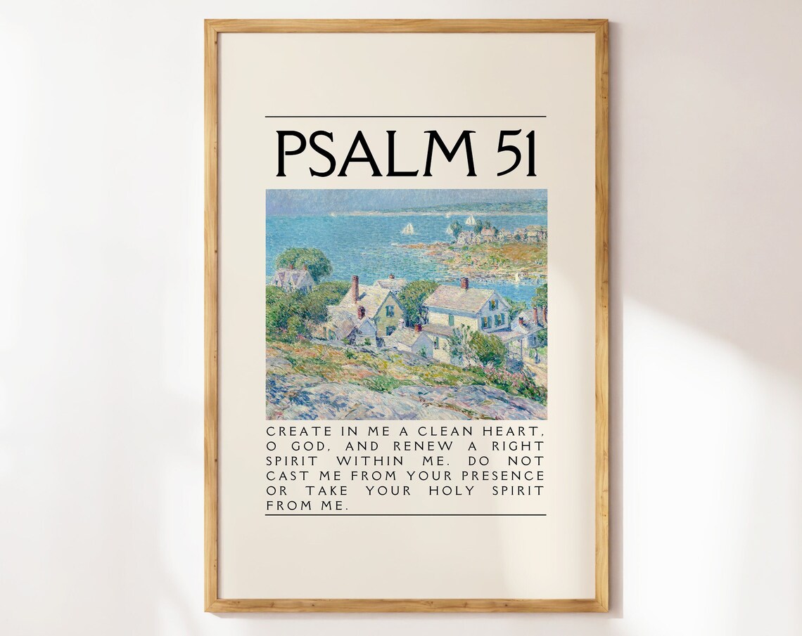 Psalm 51 Create in Me a Clean Heart Harbor Village Art Poster