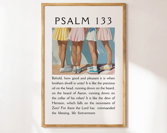 Psalm 133 Coastal Granddaughter Prints Christian Wall Art Beachy Wall Art Trendy Apartment Decor Bible Verse Wall Art