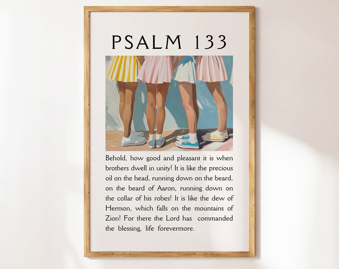Psalm 133 Friendship Unity Painting Striped Skirt Girls Poster