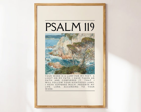 Psalm 119 Vintage Painting For Christian Home Wall Decor For Christian Girl Baptism Gift Bible Verse Wall Art Art