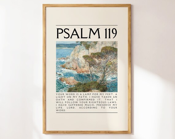 Psalm 119 Your Word Is a Lamp Impressionist Cliff Seascape Poster
