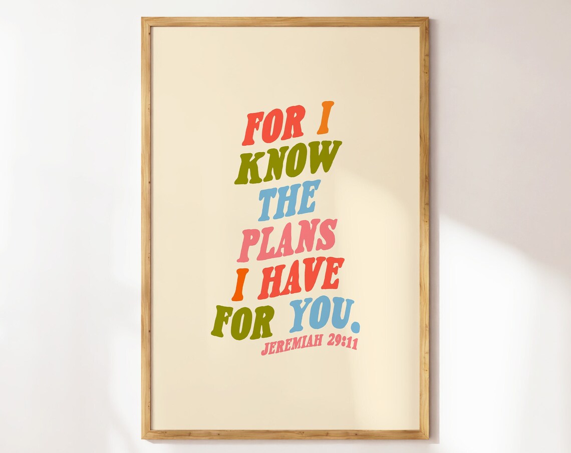 For I Know the Plans I Have for You Jeremiah 29:11 Retro Wavy Text Poster