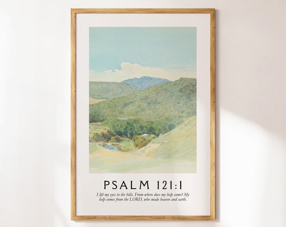 Psalm 121 Vintage Watercolor Painting Bible Verse Wall Art Christian Home Wall Decor For Housewarming Gift Art