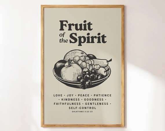 Fruit of the Spirit Galatians 5 Bold Vintage Kitchen Poster Art