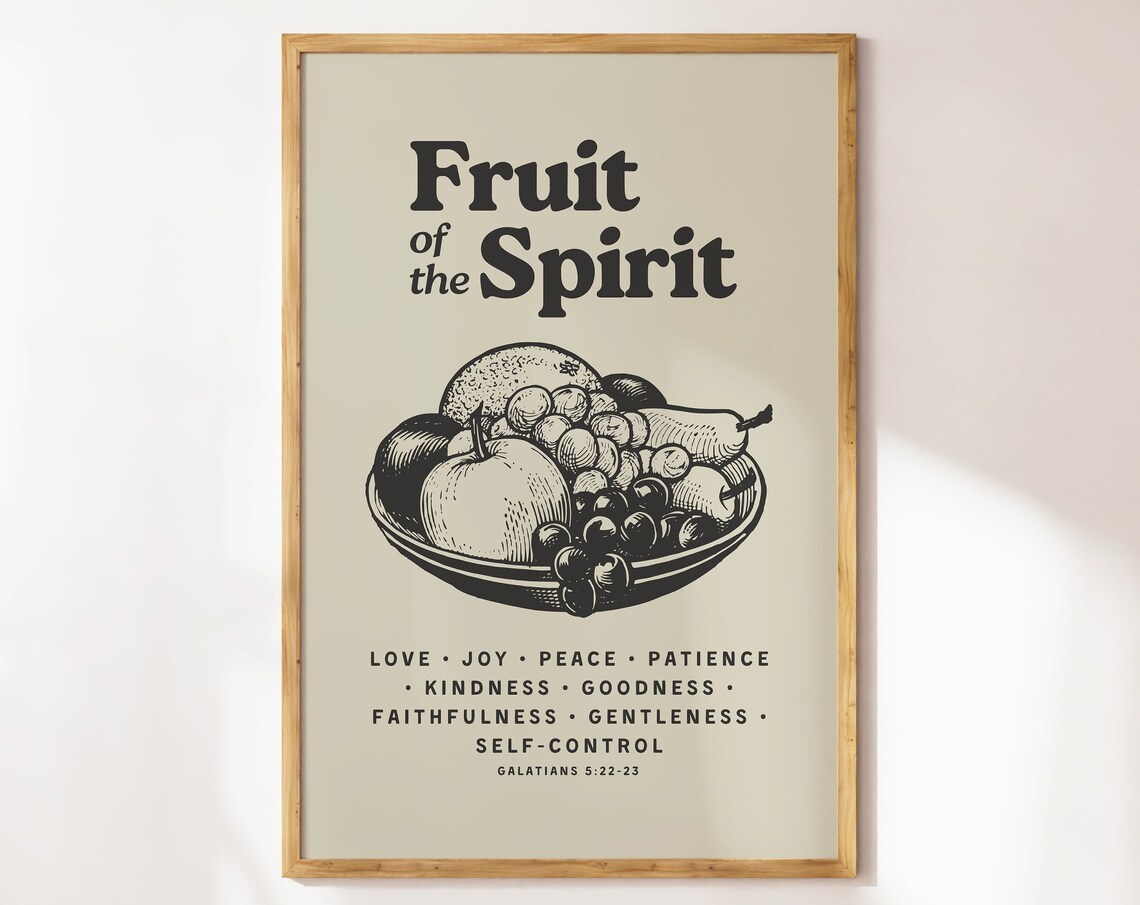 Fruit of the Spirit Galatians 5 Bold Vintage Kitchen Poster Art