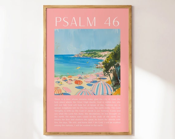 Psalm 46 Beachy Wall Art Christian Wall Art Tropical Decor Bible Verse Wall Art Trendy Apartment Housewarming Gift Art Poster