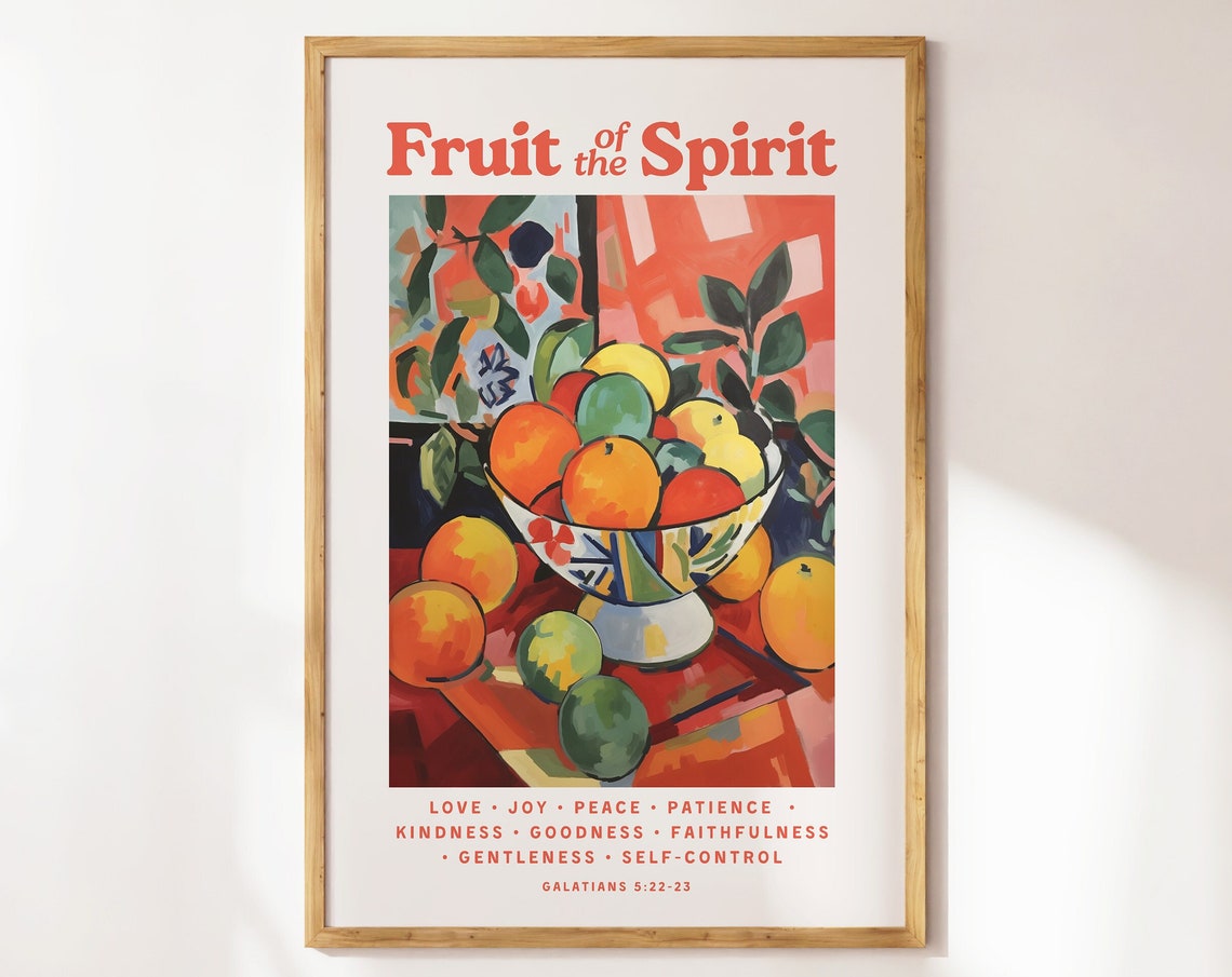 Retro Impressionist Fruit Poster For Christian Home Wall Decor For Kitchen Wall Art Housewarming Gift Bible Verse Christian Wall Art Print