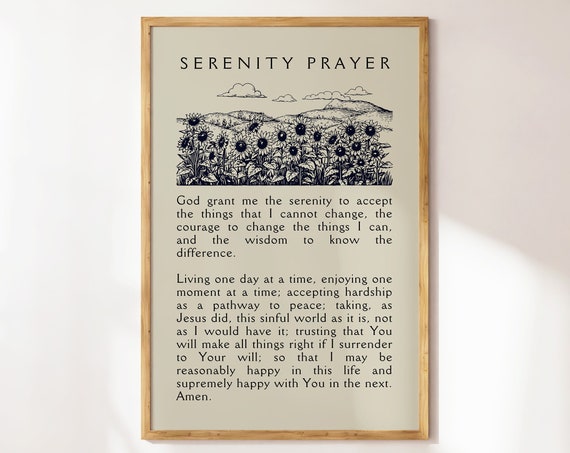 Christian Serenity Prayer Wall Art Bible Verse Decor Neutral Christian Apartment Housewarming Gift Religious Art