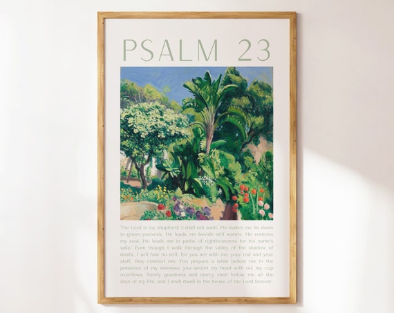 Psalm 23 Beachy Wall Art Christian Wall Art Tropical Decor Bible Verse Wall Art Trendy Apartment Housewarming Gift Art Poster