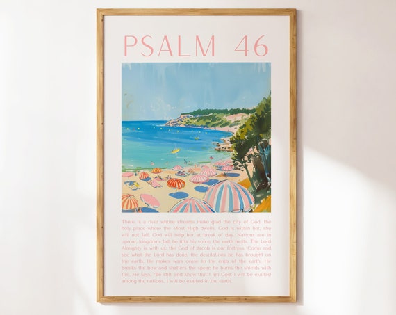 Psalm 46 Beachy Wall Art Christian Wall Art Tropical Decor Bible Verse Wall Art Trendy Apartment Housewarming Gift Art Poster