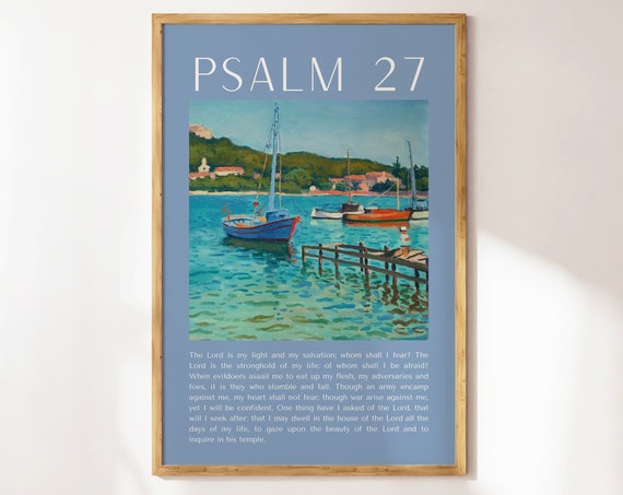 Psalm 27 Beachy Wall Art Christian Wall Art Tropical Decor Bible Verse Wall Art Trendy Apartment Housewarming Gift Art Poster