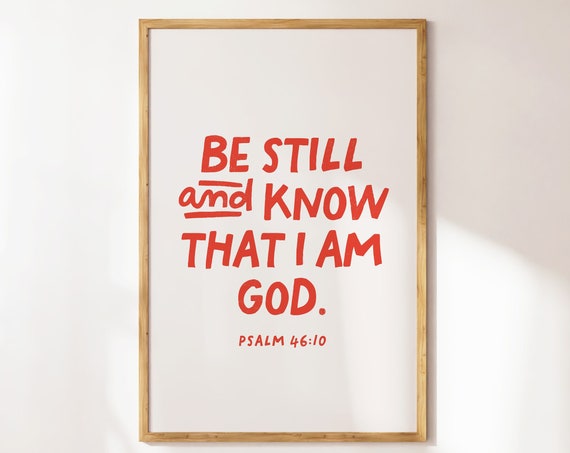 Psalm 4610 Christian Wall Art Minimalist Bible Verse Quote Wall Art Product Christian Gift Be Still And Know I Am God