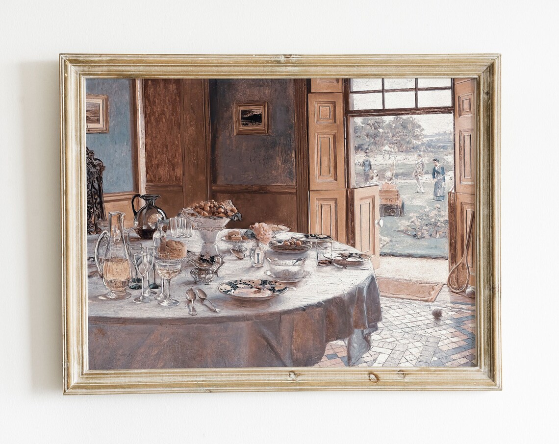 Breakfast Table Vintage Farmhouse Food Art Print