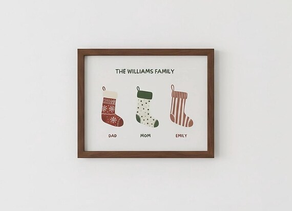 Personalized Family Christmas Stockings Dad Mom Names Holiday Decor Poster