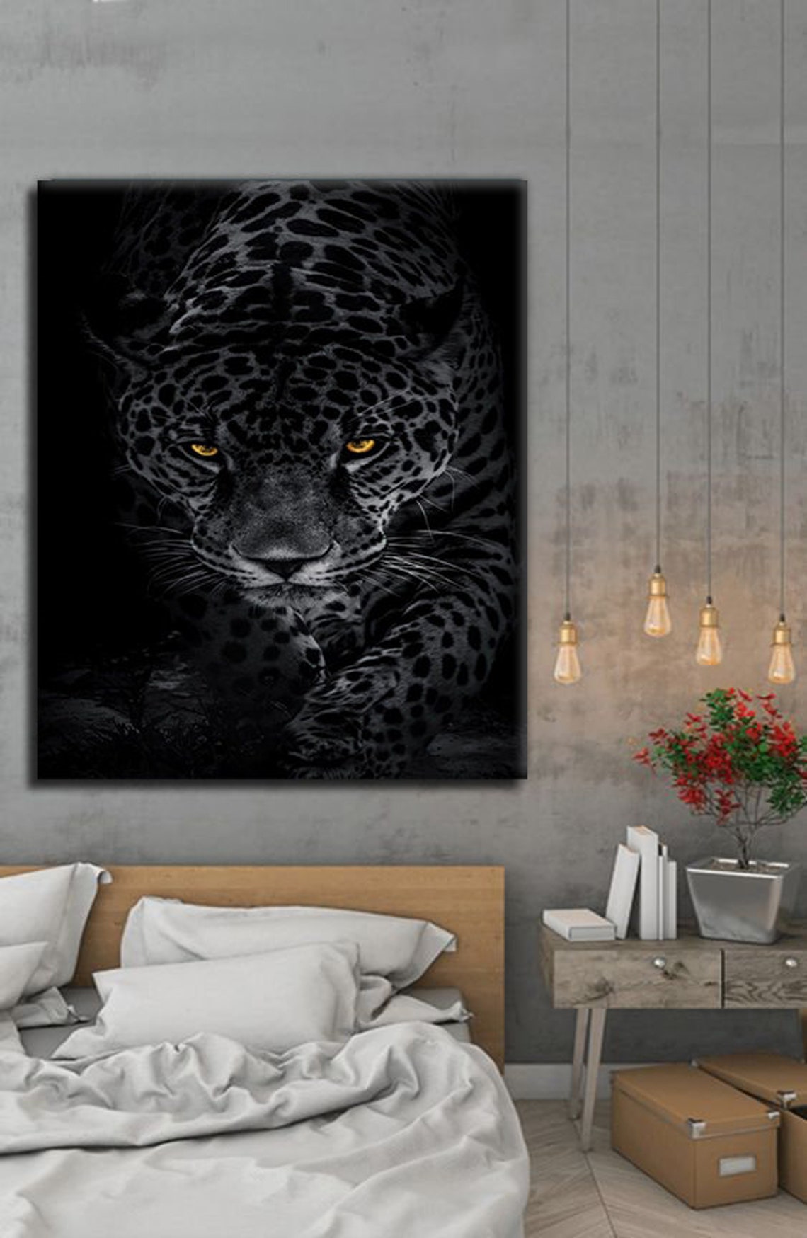 Black Leopard Golden Eyes Dark Dramatic Big Cat Wildlife Art Poster - Image 4