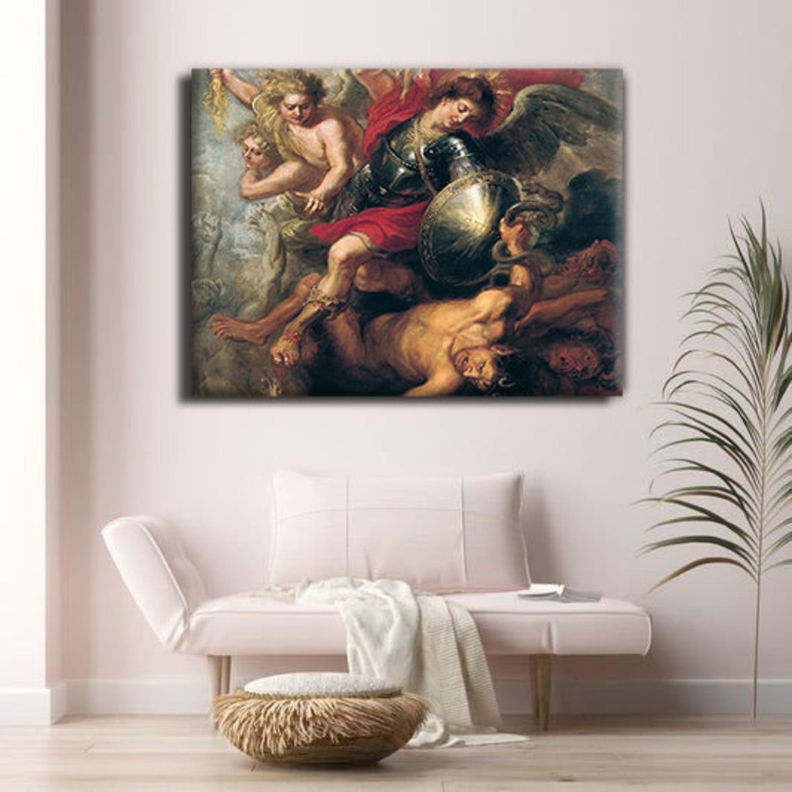 Baroque Angels Battle Demons Classical Oil Painting Art Print - Image 4