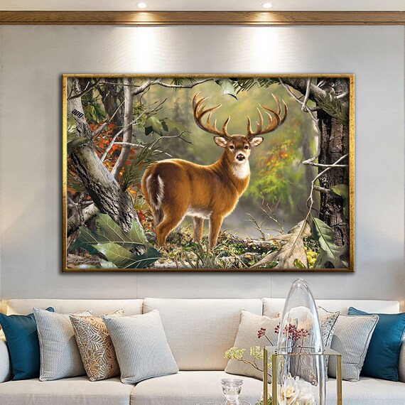 Majestic Whitetail Buck With Large Antlers Woodland Wildlife Poster
