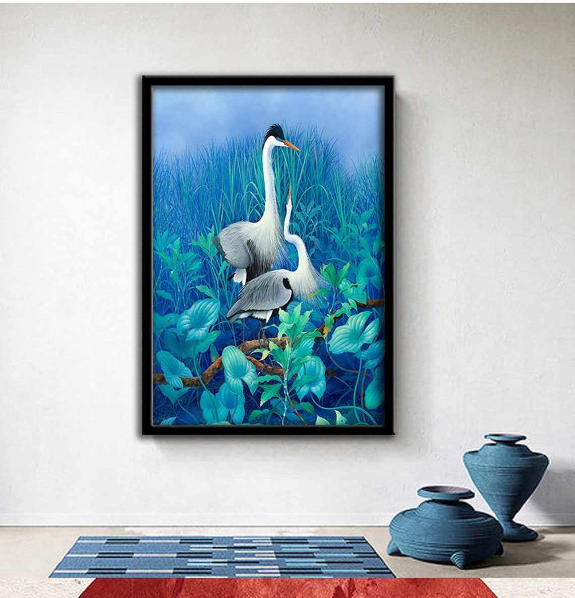 Swan Couple In Nature Painting Wall Decor Romantic Swan Painting Ready To Hang Painting Animal Pictures New Year Gift - Image 2