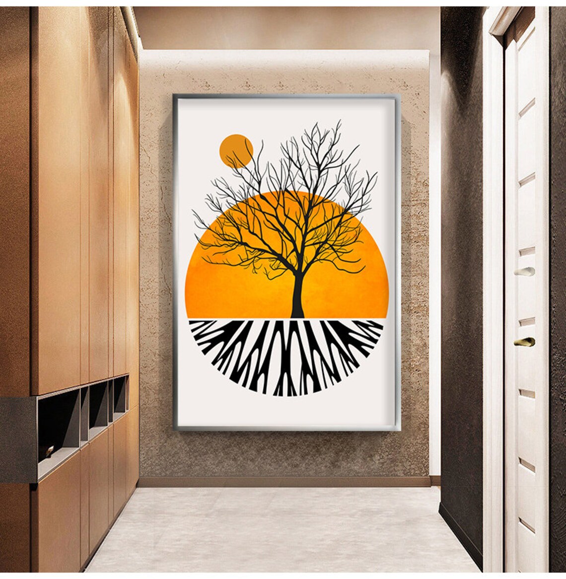 Sun And Tree Abstract Design Print Wall Decor Minimalist Designs Modern Home Decoration Ready To Hang Wall Decor - Image 3