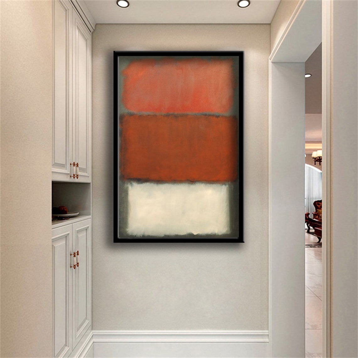 Mark Rothko Style Red Orange White Abstract Color Block Art Poster - Image 2