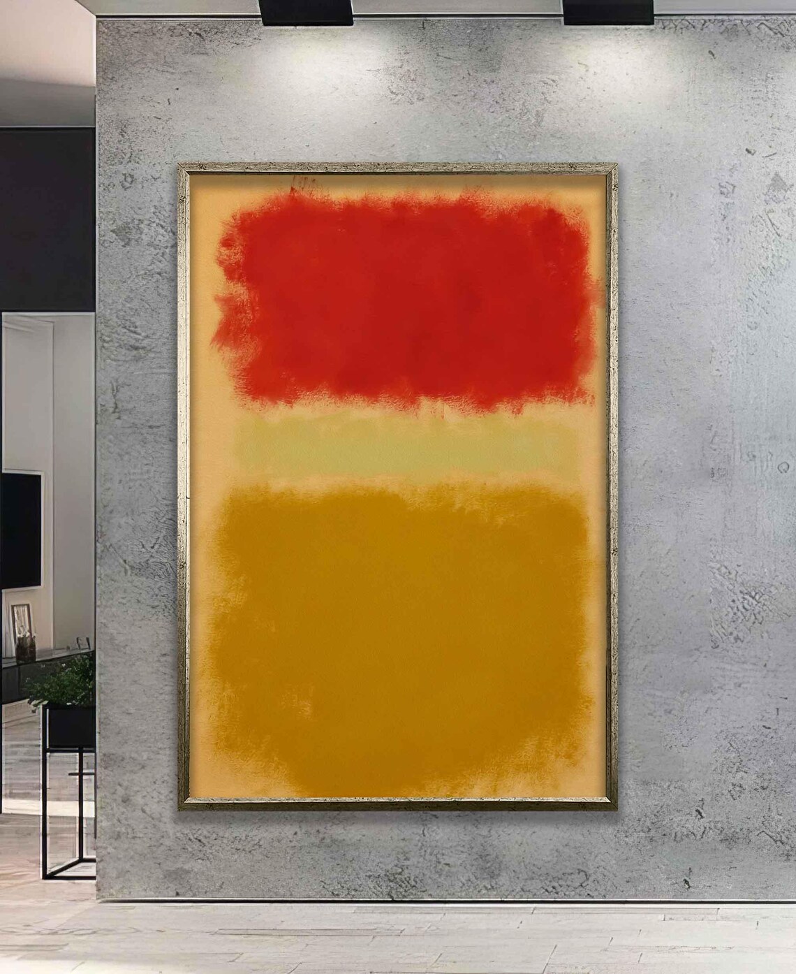 Red Yellow Color Field Abstract Rothko Style Modern Art Poster - Image 3