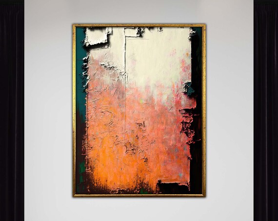 Abstract Wall Art Highresolution Grunge Texture With Vibrant Orange And Green Hues Modern Industrial Canvas Decor Ready To Hang
