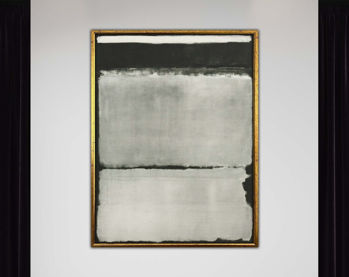 Mark Rothko Whiteblack Framed Canvas Paintingmark Artabstract Wall Arthandmade Minimalist Decororiginal Designfree Shippinggift