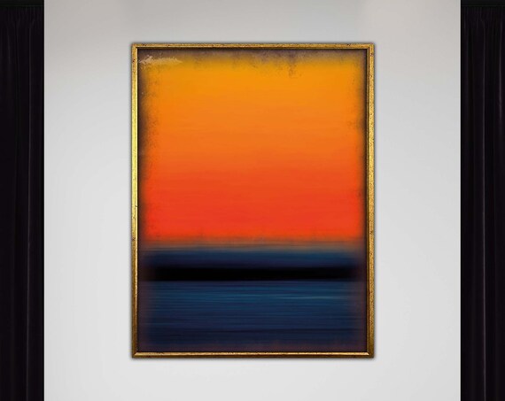 Mark Rothko Orangeblue Framed Canvas Paintingmark Artabstract Wall Arthandmade Minimalist Decororiginal Designfreeshippinggift