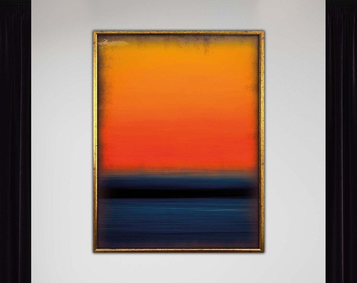 Mark Rothko Orangeblue Framed Canvas Paintingmark Artabstract Wall Arthandmade Minimalist Decororiginal Designfreeshippinggift