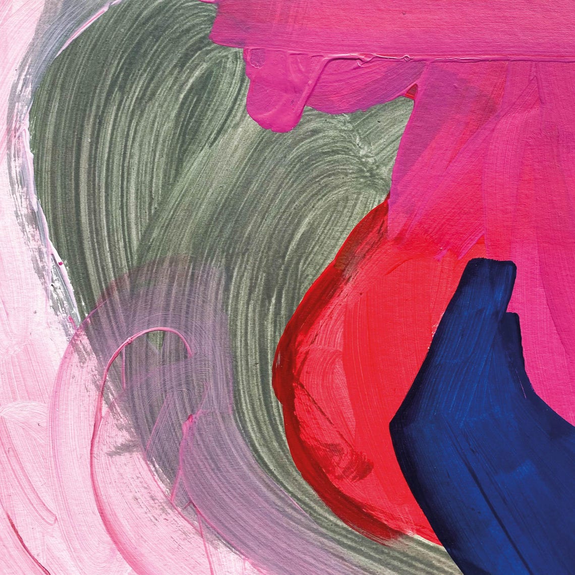 Sabrina Clausen Bold Pink and Olive Abstract Expressionist Poster - Image 5