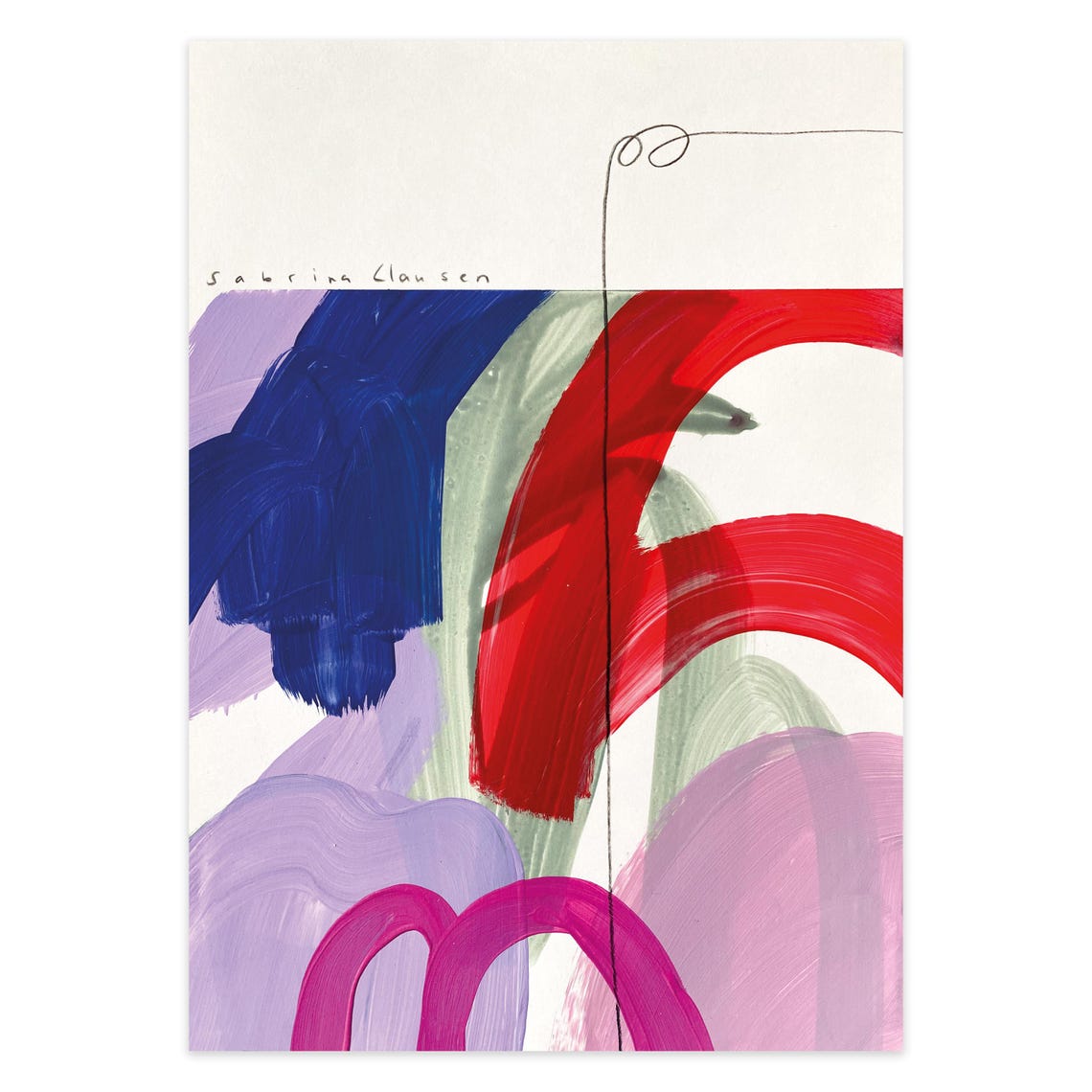 Sabrina Clausen Cobalt Blue Red Arched Abstract Brushstroke Wall Art - Image 5