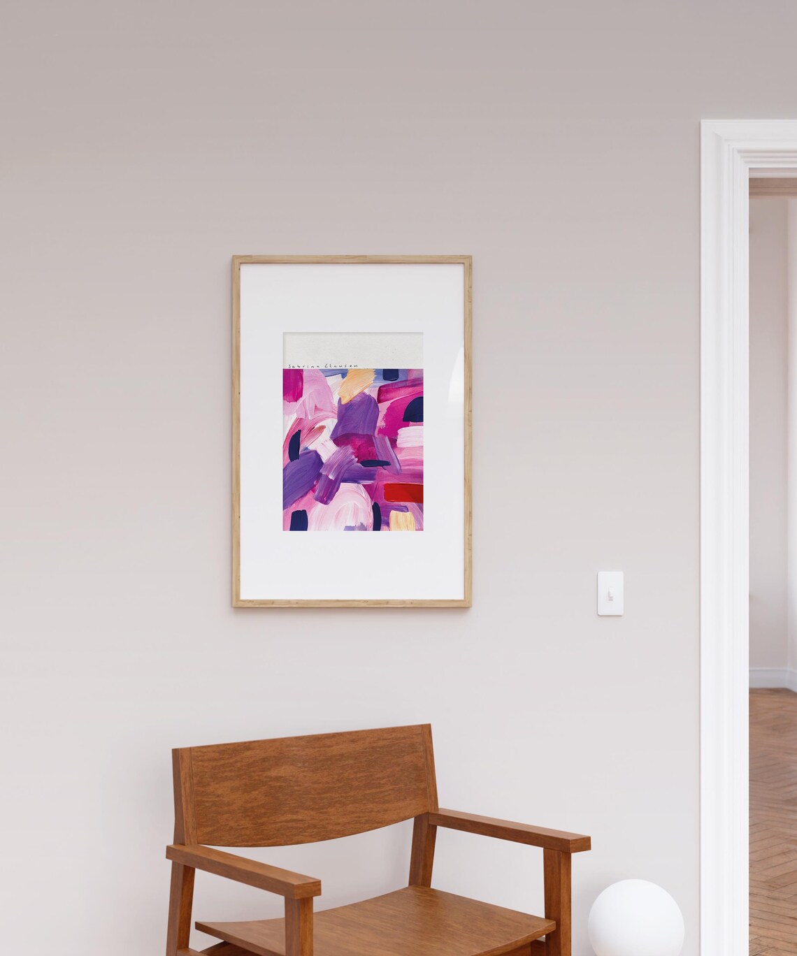 Sabrina Clausen Pink Purple Abstract Brushstroke Painting Wall Art - Image 3