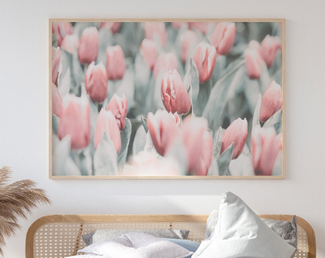 Tulips Boho Art Print, Botanical Bedroom Decor