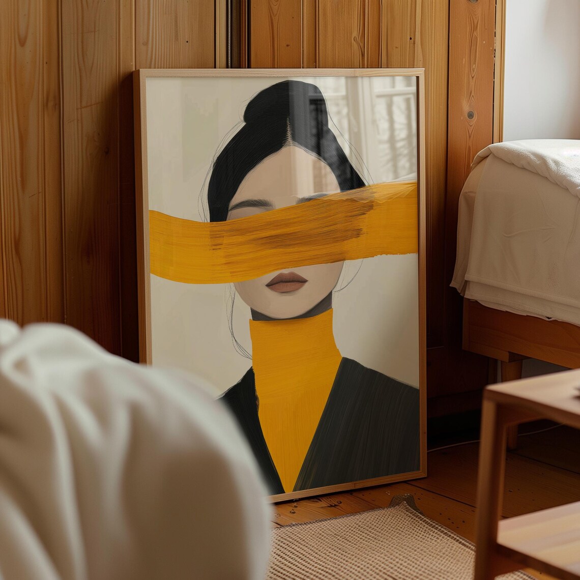 Golden Gaze Abstract Feminine Portrait, Minimalist Modern - Image 2