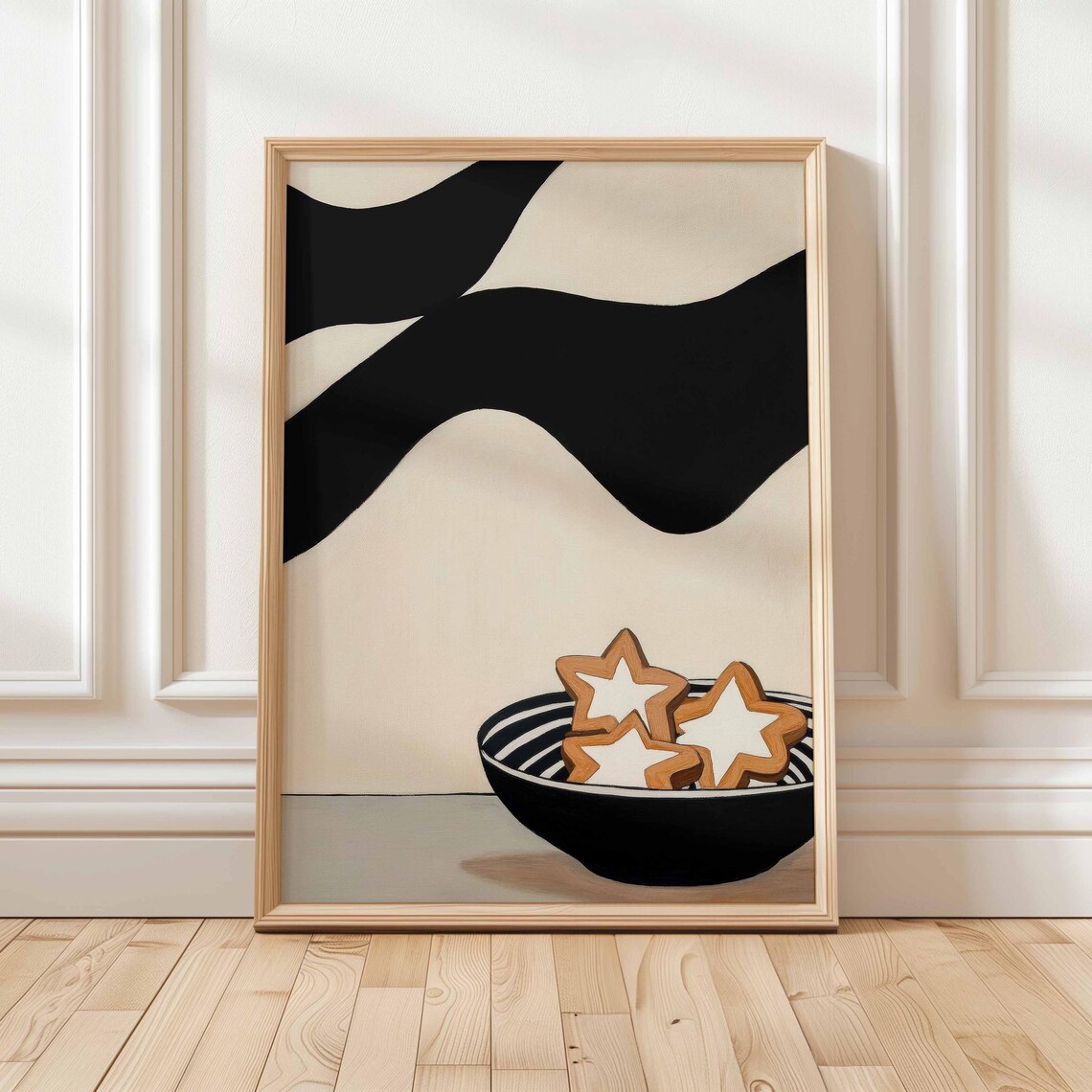 Star Cookies In Striped Bowl Festive Holiday Christmas Kitchen Poster