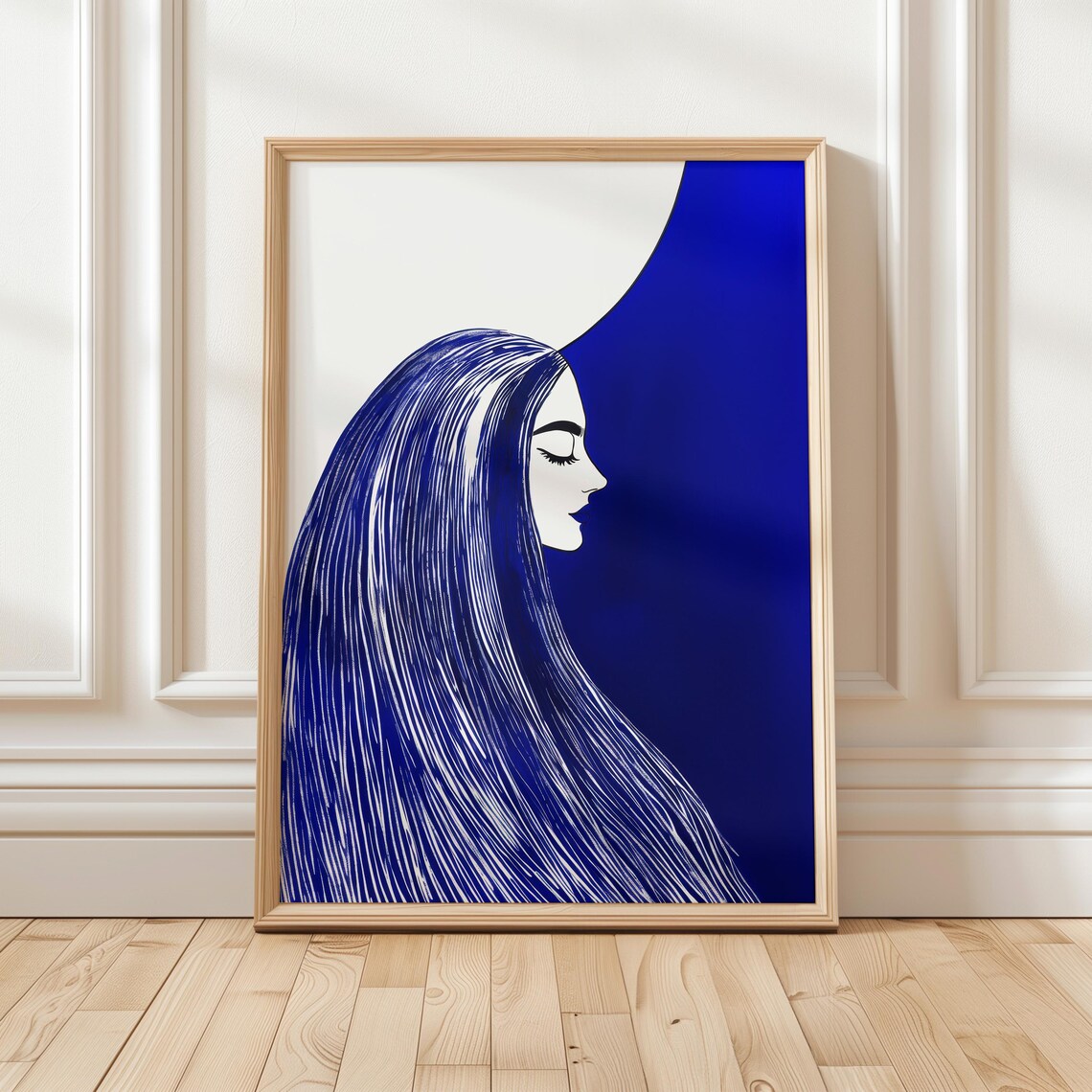 Cobalt Blue Woman With Flowing Hair And Midnight Disc Poster