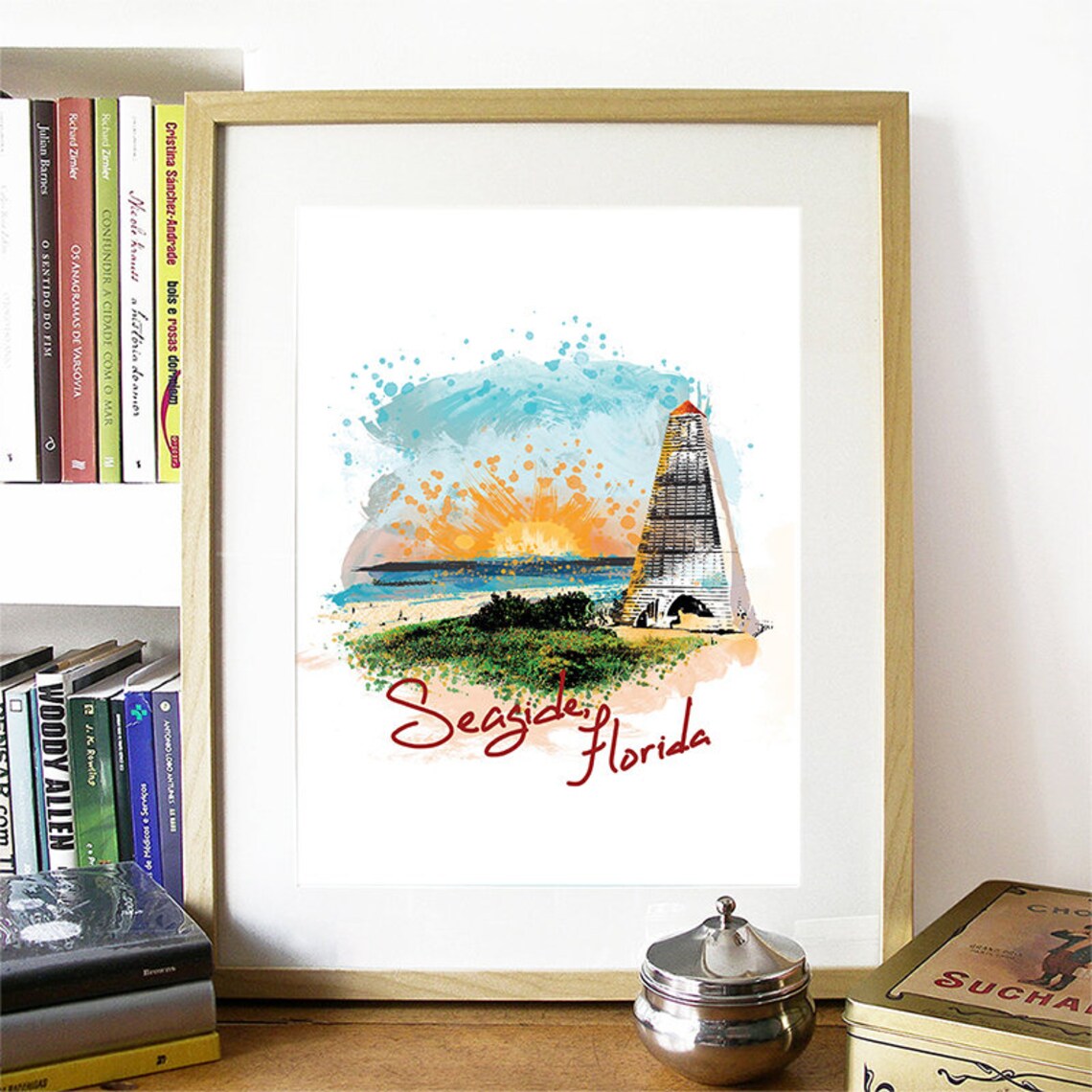 Seaside Watercolor Skyline, Coastal Travel Poster - Image 2