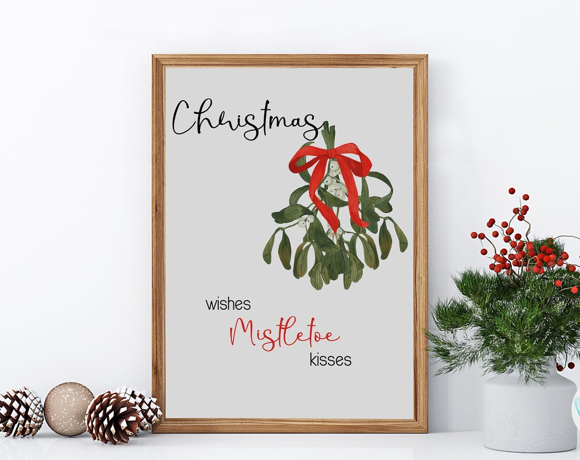 Whimsical Mistletoe Illustration, Cozy Christmas Art