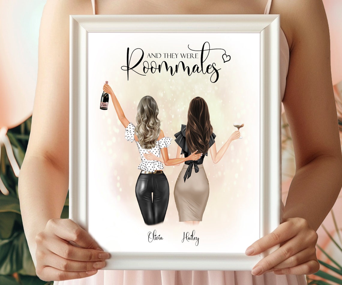 And They Were Roommates Celebration Personalized Portrait Gift Poster
