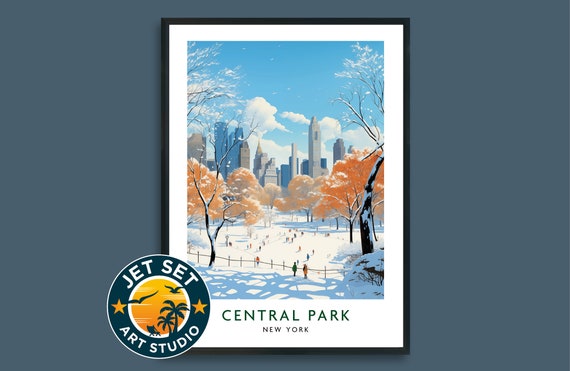 Central Park In The Snow New York Nyc Travel Print Poster Manhattan Framed Unframed Canvas Gift