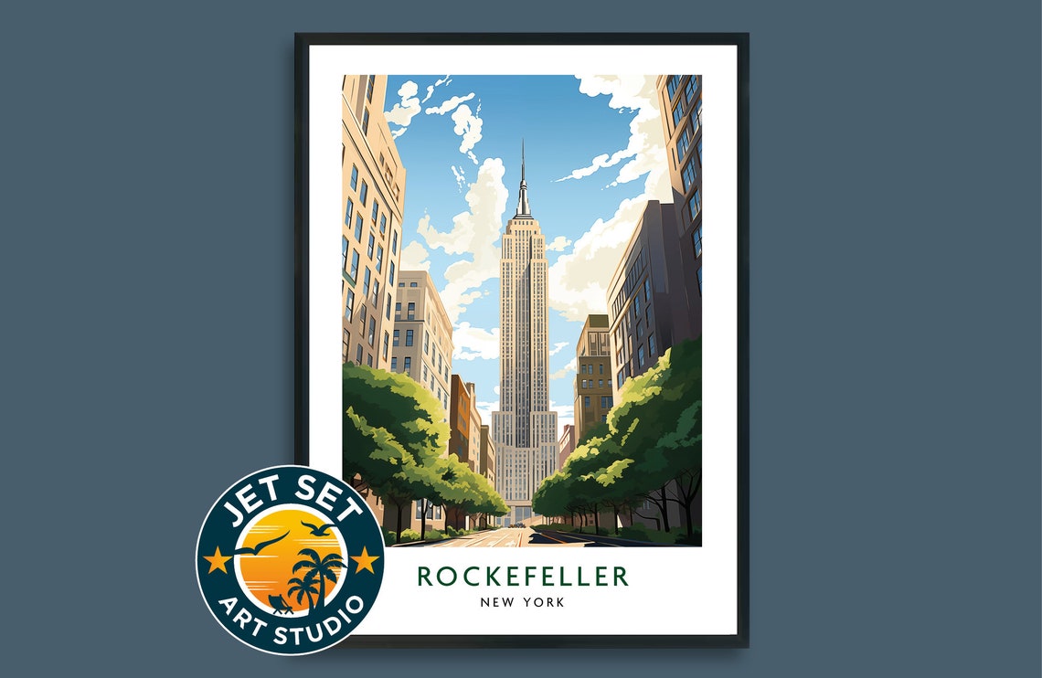 Rockefeller Building New York Usa Travel Print Poster Wall Art Framed Unframed Canvas Gift